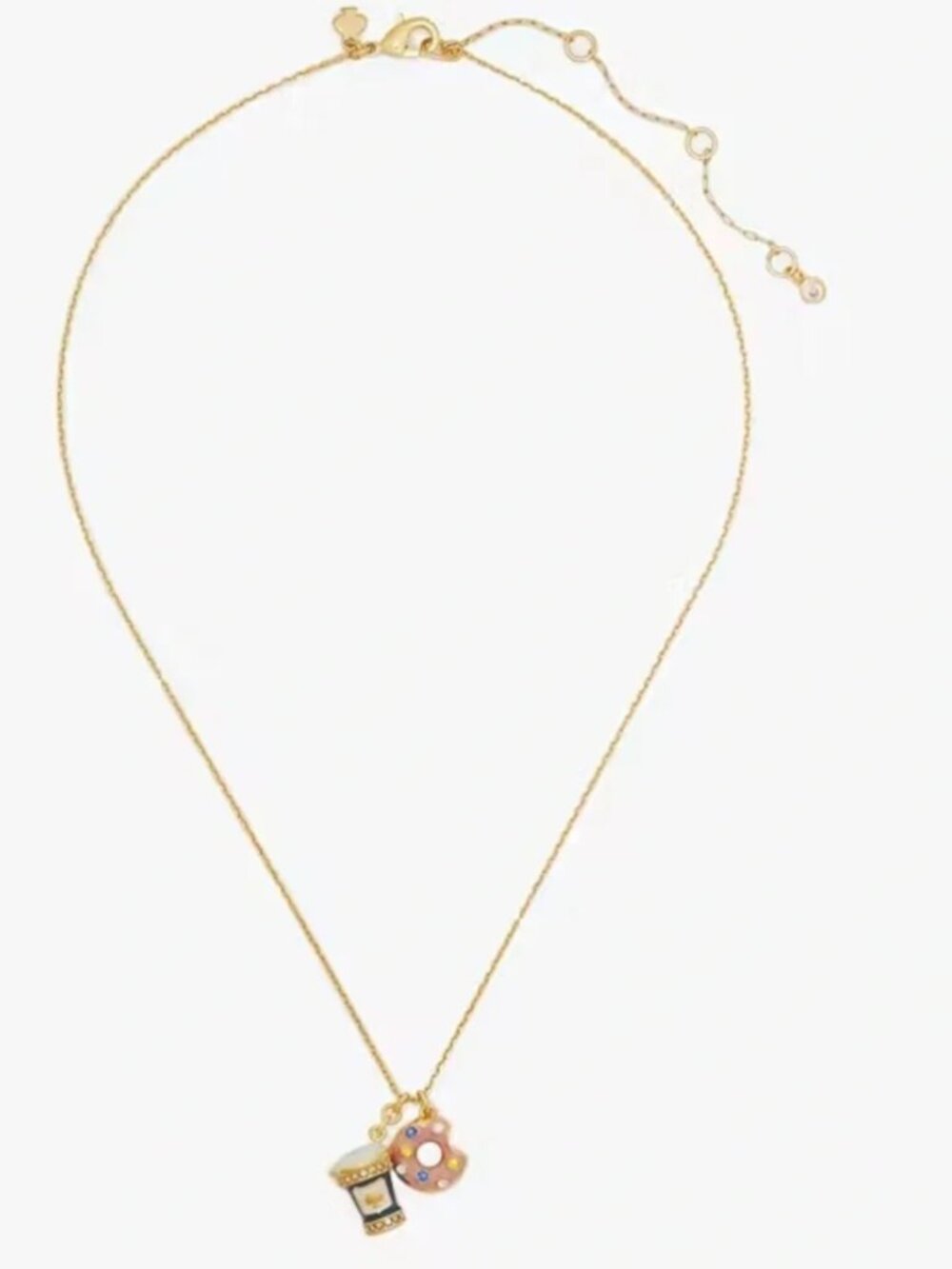 Kate Spade New York Coffee Break Donut Charm Pendant Necklace Gold